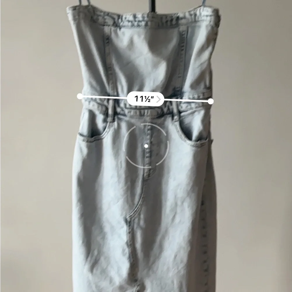 New With Tags | Chic Strapless Denim Midi Dress - Picture 6 of 7